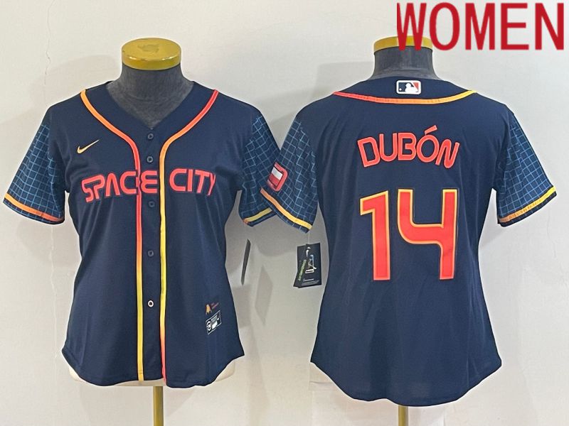 Women Houston Astros #14 Dubon Blue City Edition Game Nike 2022 MLB Jerseys->women mlb jersey->Women Jersey